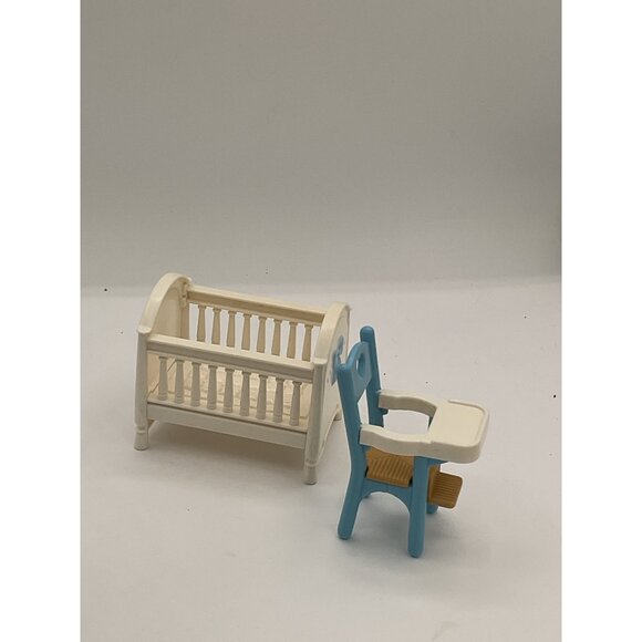 Fisher Price Loving Family Crib & High Chair Blue Nursery Set - Picture 2 of 4
